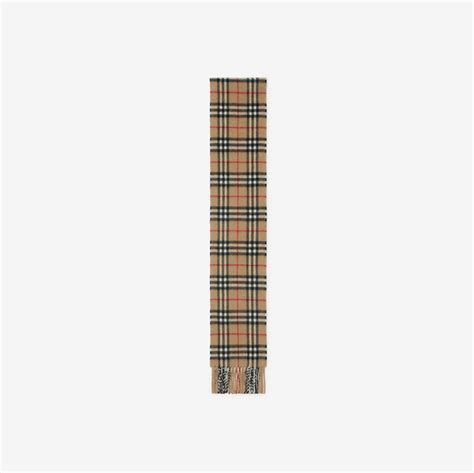 Narrow Check Cashmere Scarf in Archive beige 